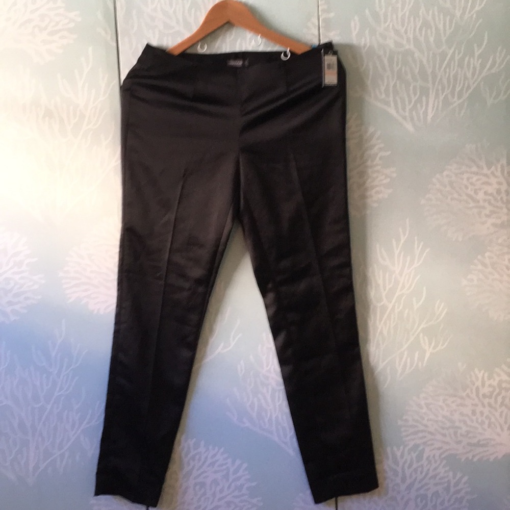 NWT Vince Camuto black satin skinny dress pants